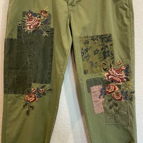 Sundance Romance Meadow Joggers in Olivene-Stunning Novelty Patches & Embroidery - Picture 4 of 7
